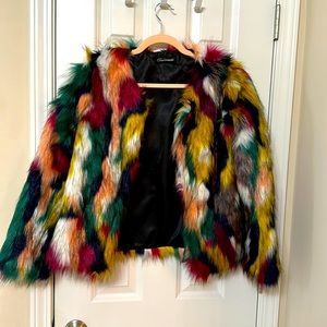Colorful Feaux Fur Coat